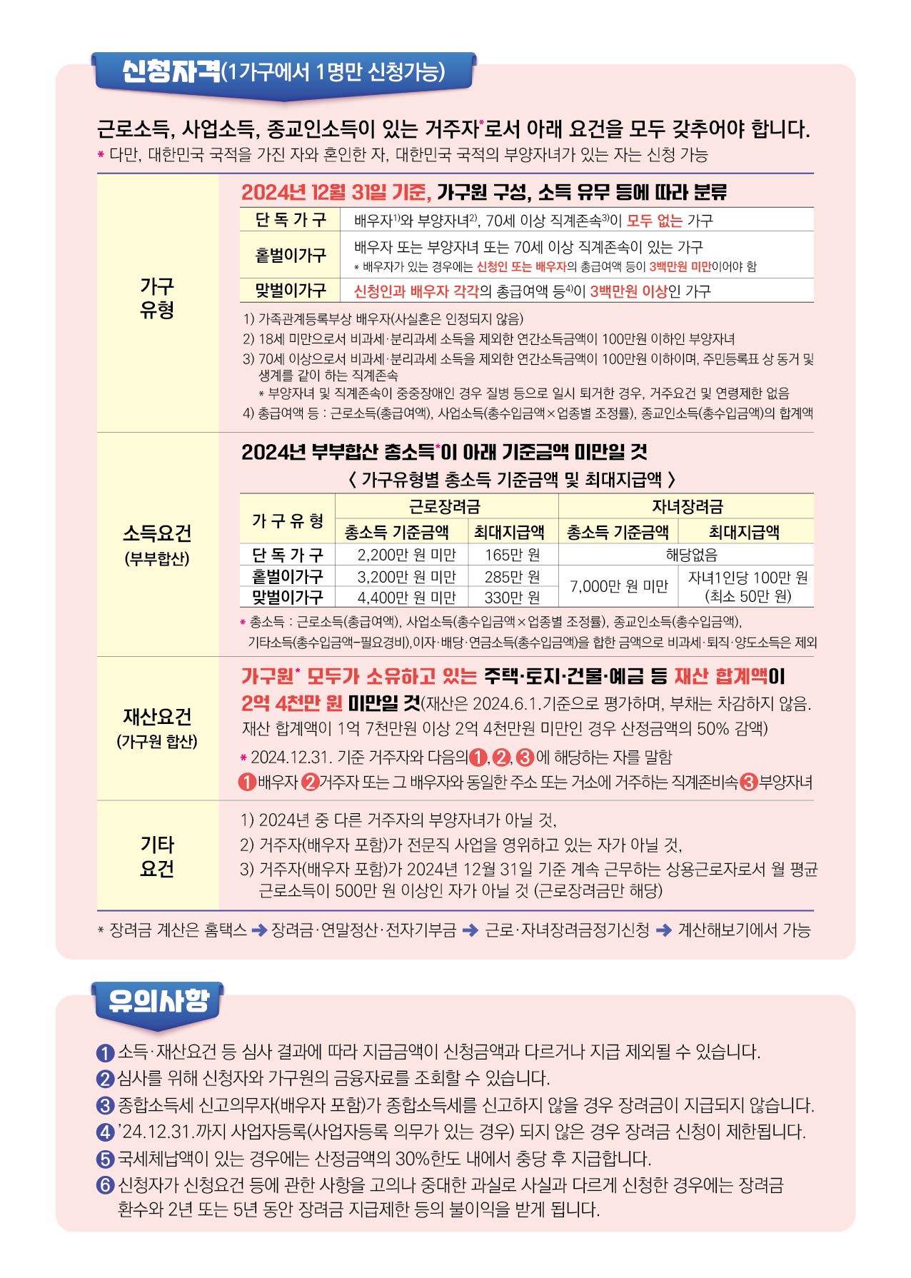 '25년 근로·자녀장려금 신청