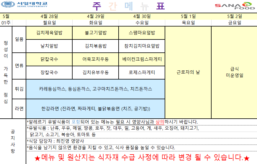 식단표