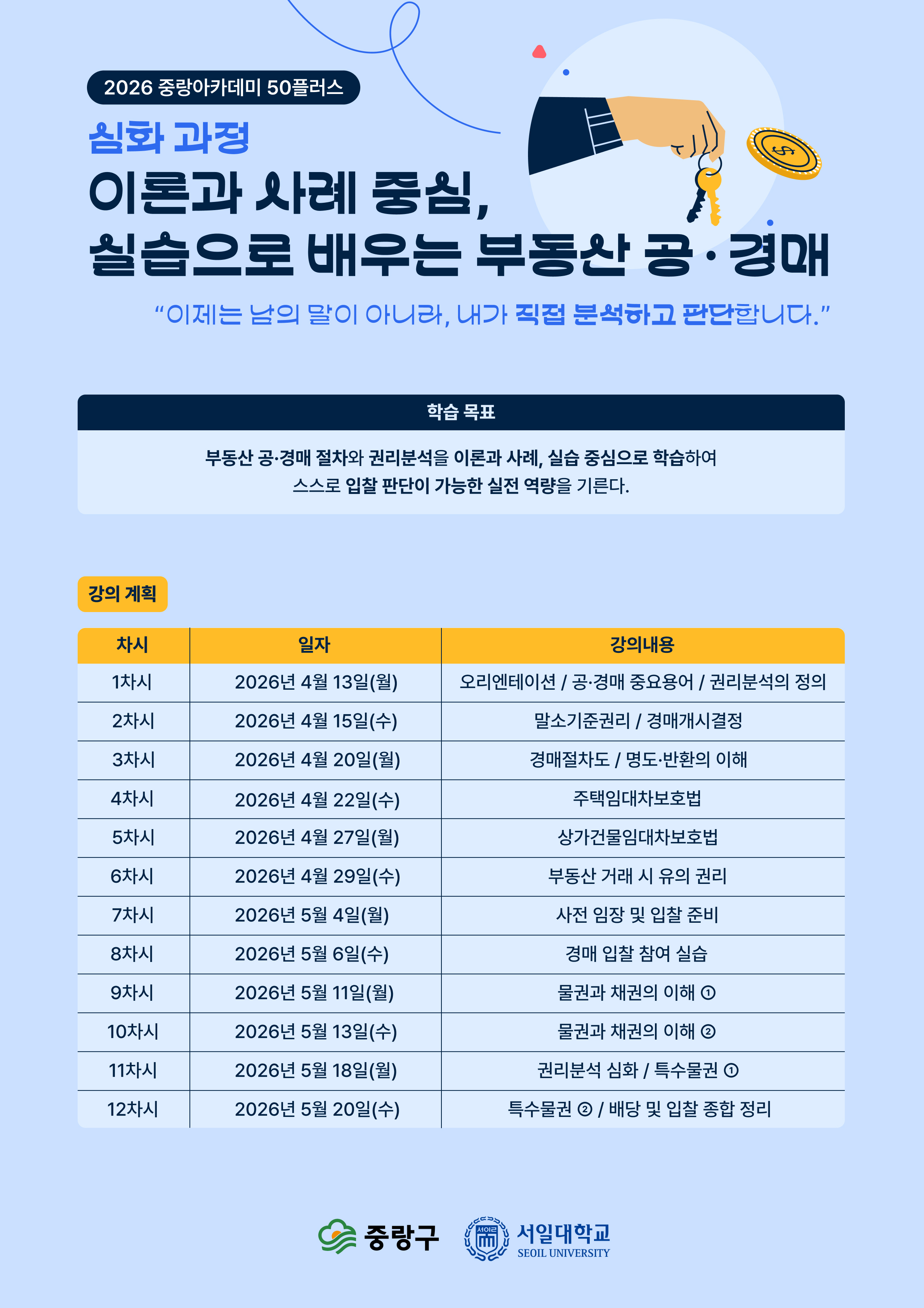 2026년 중랑아카데미 50플러스 - 1강 - 이론과 사례 중심, 실습으로 배우는 부동산 공&middot;경매(심화과정)