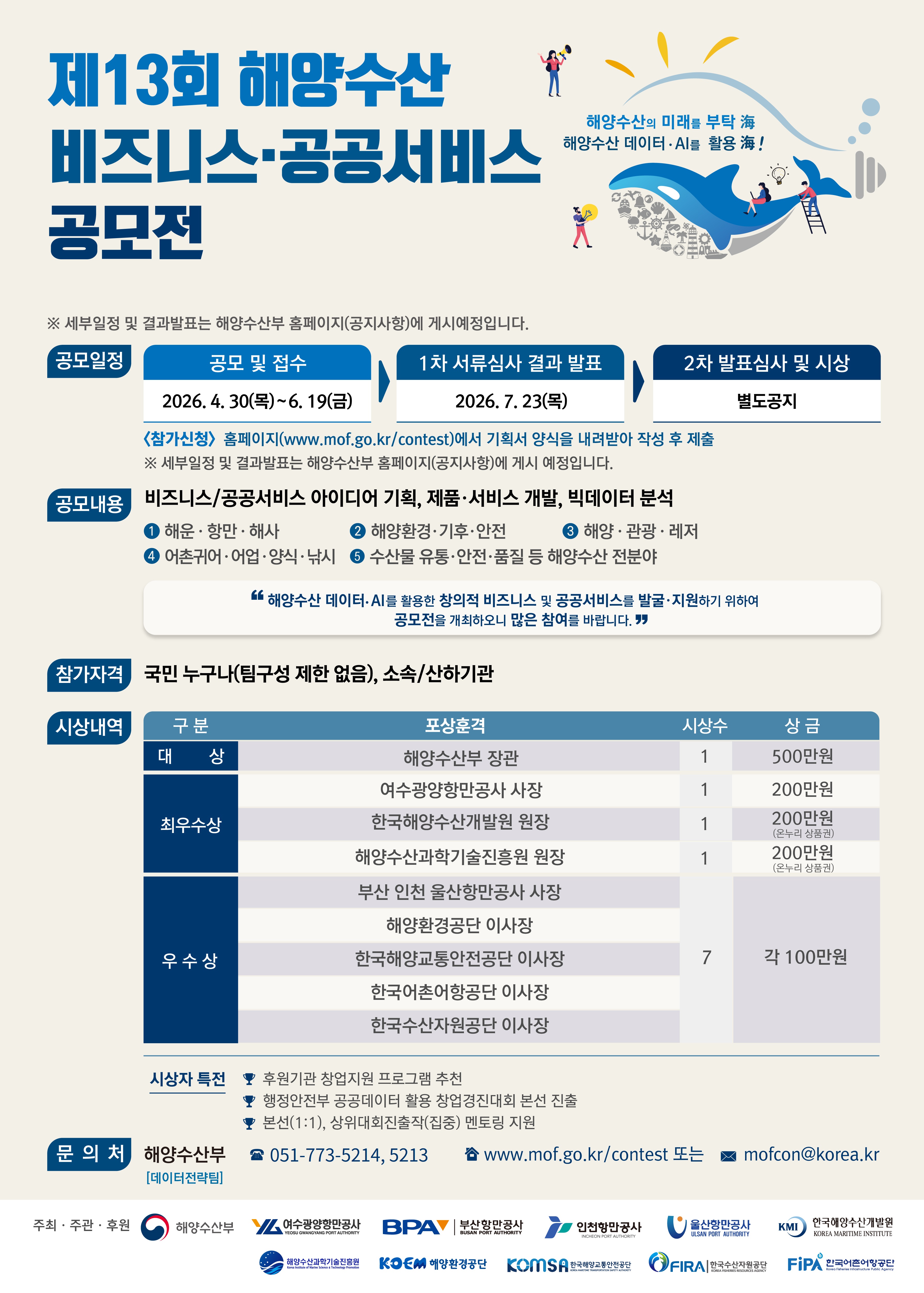 제13회 해양수산 비즈니스&middot;공공서비스 공모전
