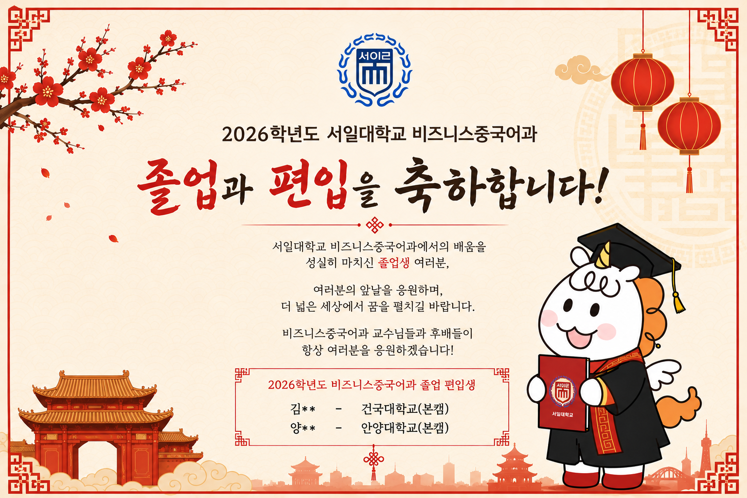 2026학년도 졸업생 편입 현황 대표이미지